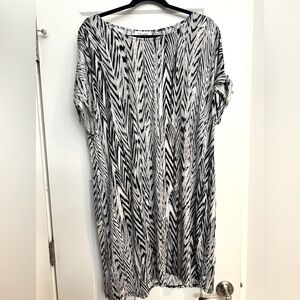 Calvin Klein Animal Print Tshirt Dress with Shoulder Ties